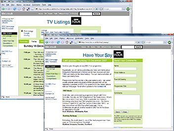 Screengrab of selections of the BBC Four site From 16-Dec-2007