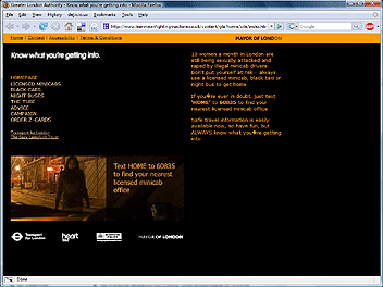 Screengrab of the Get Home Safely Microsite From 16-Dec-2007